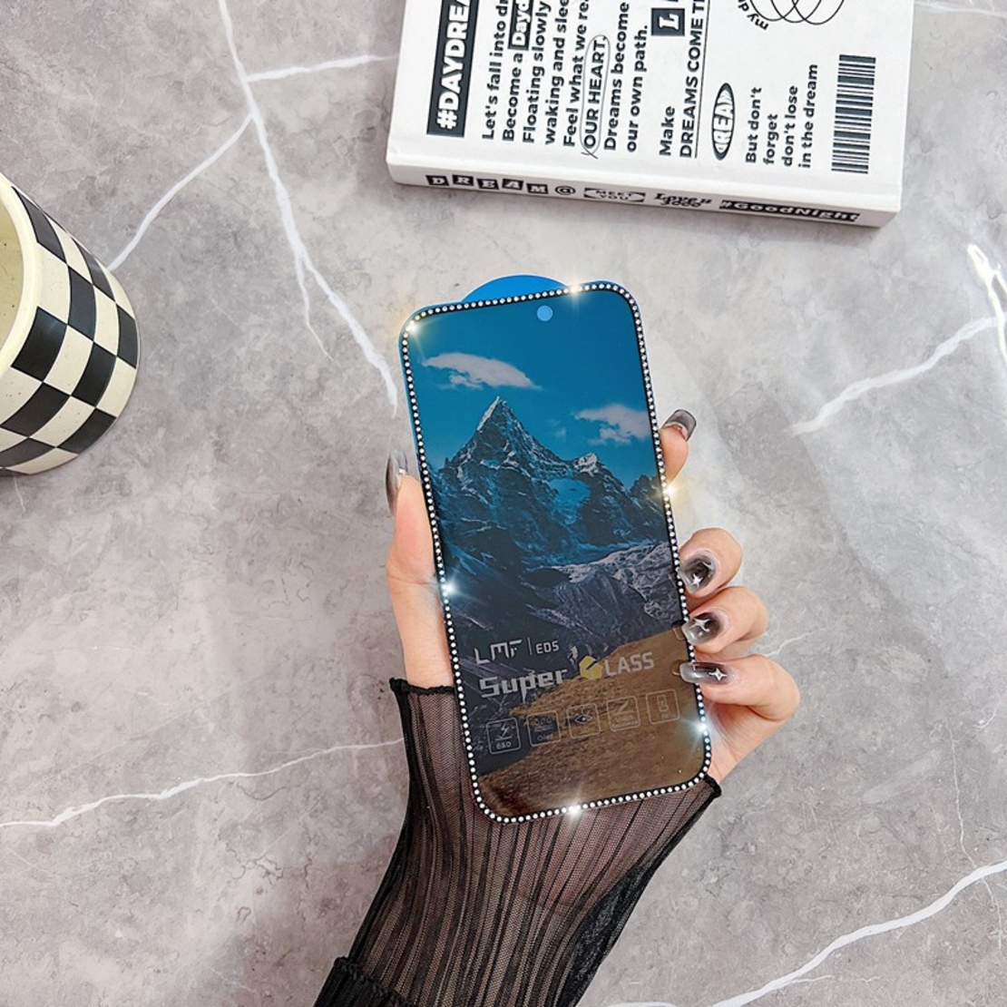 Folie de Protectie, Flippy, pentru iPhone 15 Plus, Privacy Tempered Glass cu Pietricele, ESD, HD, Transparent