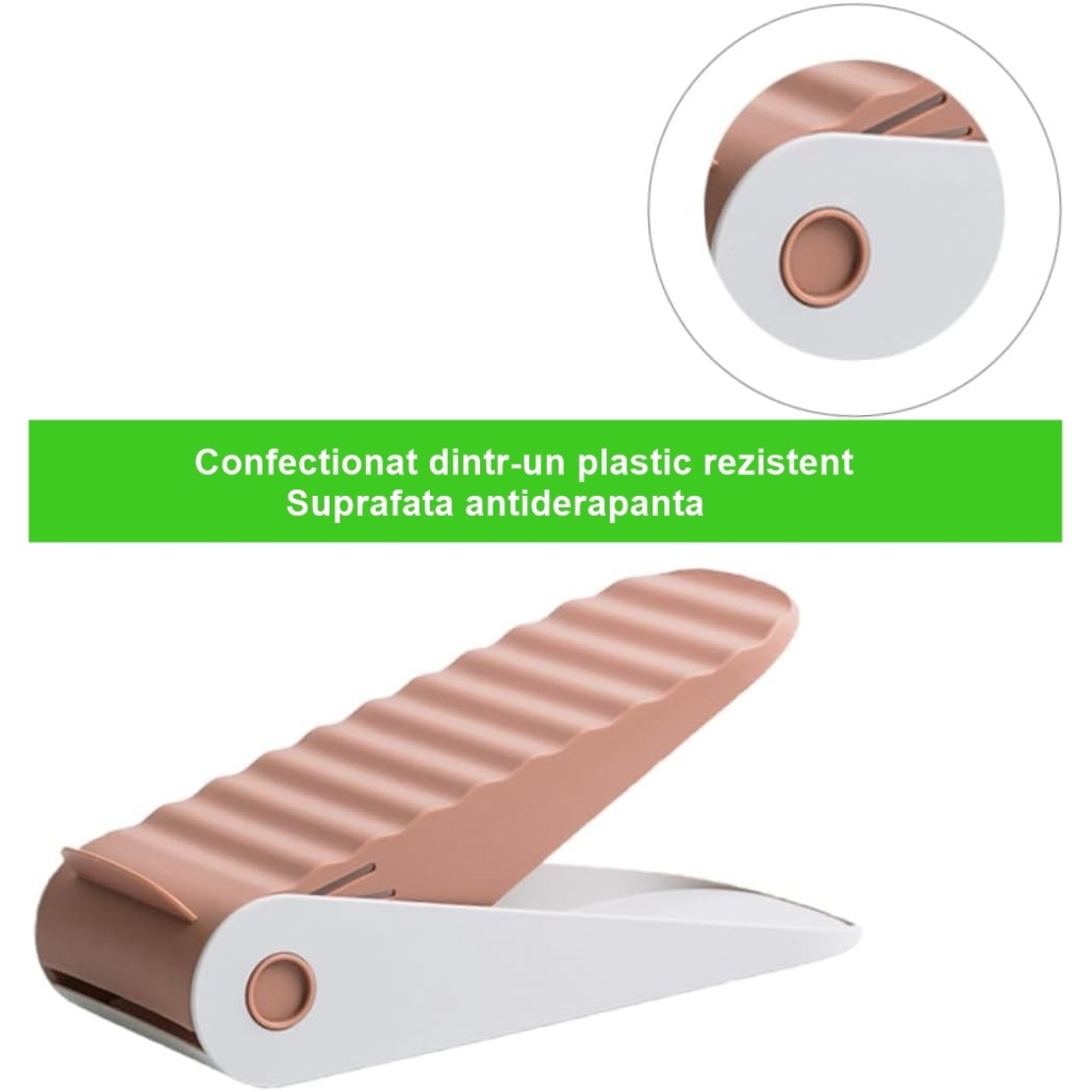 Suport pentru Pantofi, Flippy, cu Două Straturi, Organizator, Antiderapant și Durabil, Inălțime Reglabilă, 25.5x11x7.5 cm, Roz, 150 g
