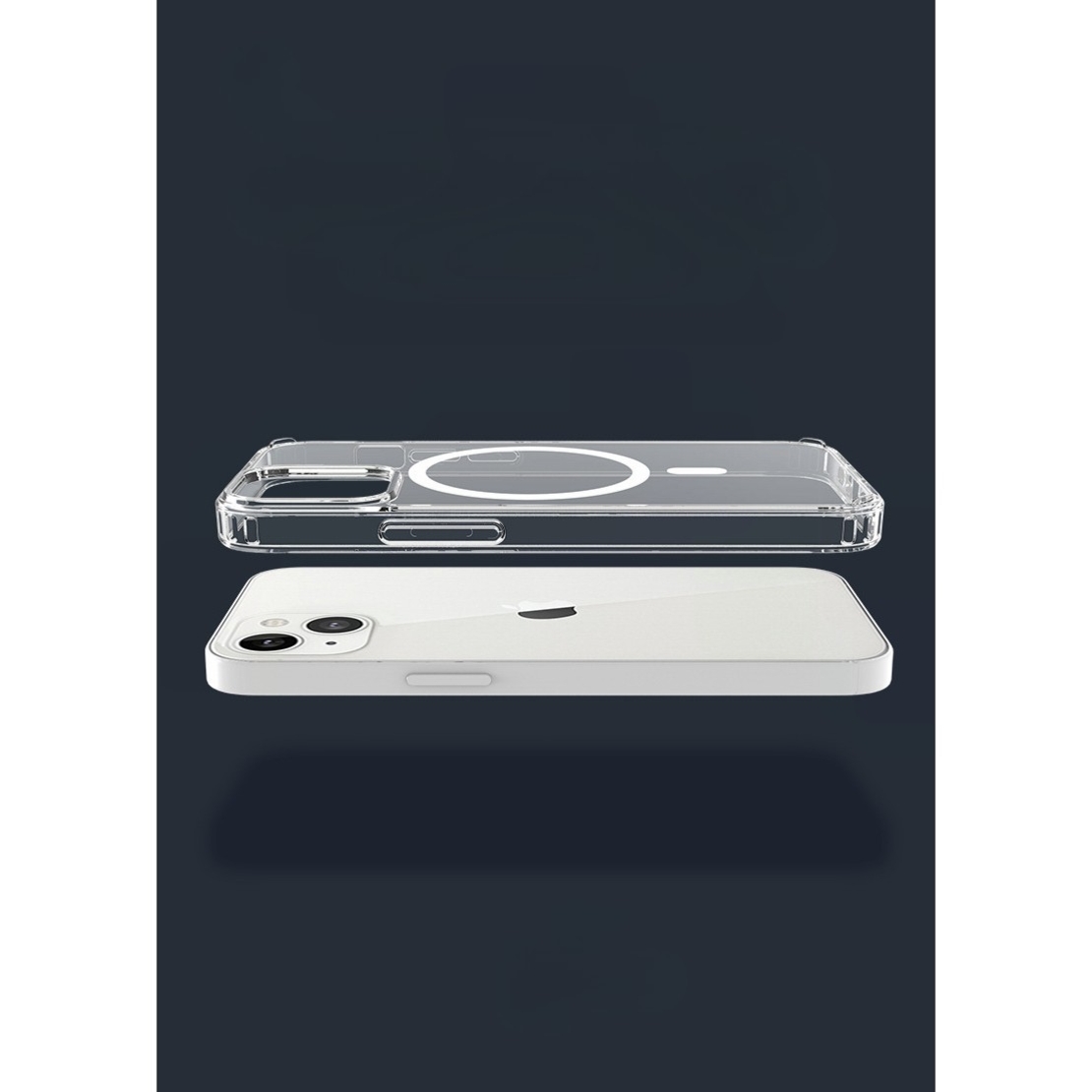 Husa protectie Vafy pentru iPhone 13 Mag Safe, 2 in 1 incarcare si magnet, Silicone, Transparenta
