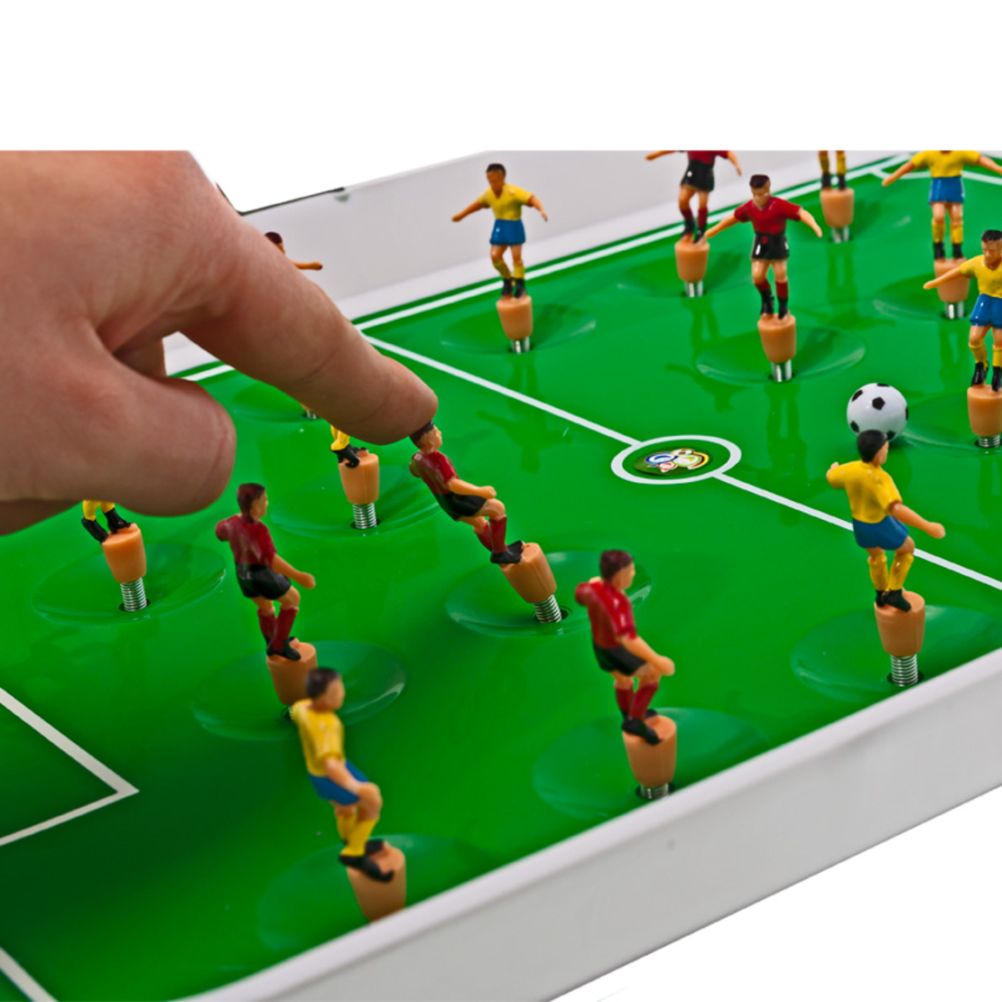 Joc fotbal de masa cu jucatori pe arc, set complet cu 22 figurine si tabla de scor, 50x37x13 cm