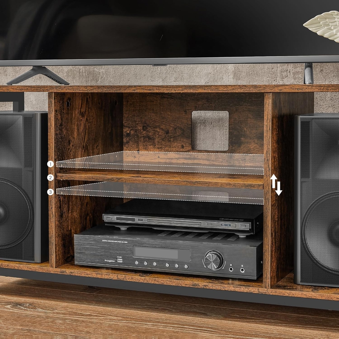 VASAGLE Comoda TV pentru televizor pana la 60 inch, stil industrial, 120x40x50 cm, maro rustic