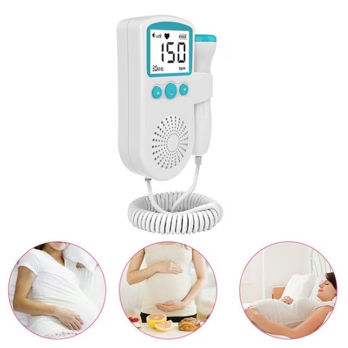Monitor Fetal Doppler, Vafy, Monitorizare Sarcina, Ritm Cardiac, Ecran LCD 4.5 cm, 2 x Baterii AA (neincluse), Portabil, din ABS, 12.8 x 9.6 x 3 cm, Utilizare de la 9 Saptamani, Verde