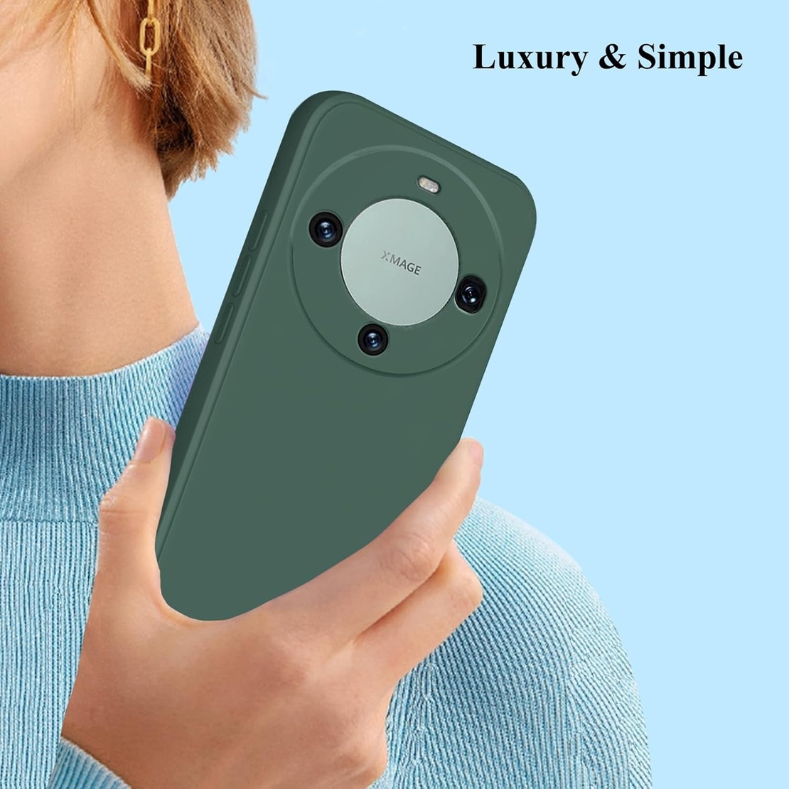 Husa de Protectie, Vafy, pentru Huawei Mate 60 Pro, Liquid Silicone, cu Microfibra pe Interior, Protectie Antisoc, Compatibil Incarcare Wireless, Verde