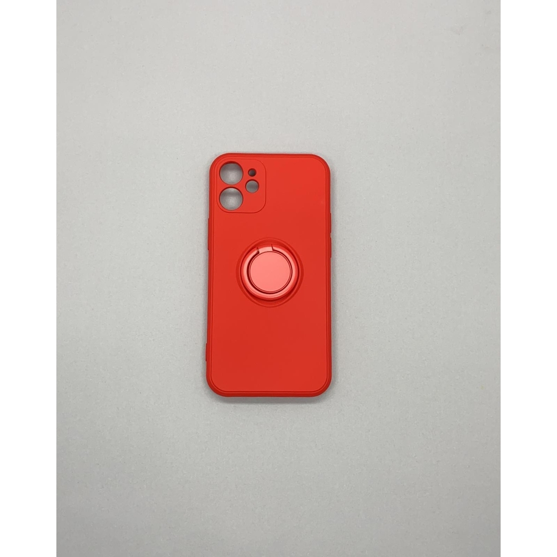 Husa protectie Vafy compatibila cu Apple iPhone 12 Mini Liquid Silicone Ring cu suport rotativ Rosu