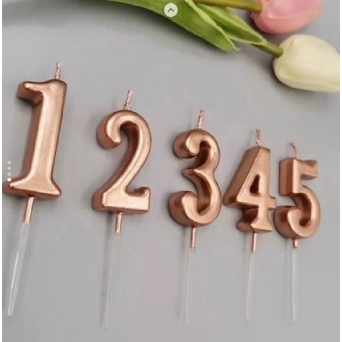 Lumanare de Tort, Flippy, Model Cifra 2, Party, 4.5 x 2.5 cm, din Parafina, Rose Gold
