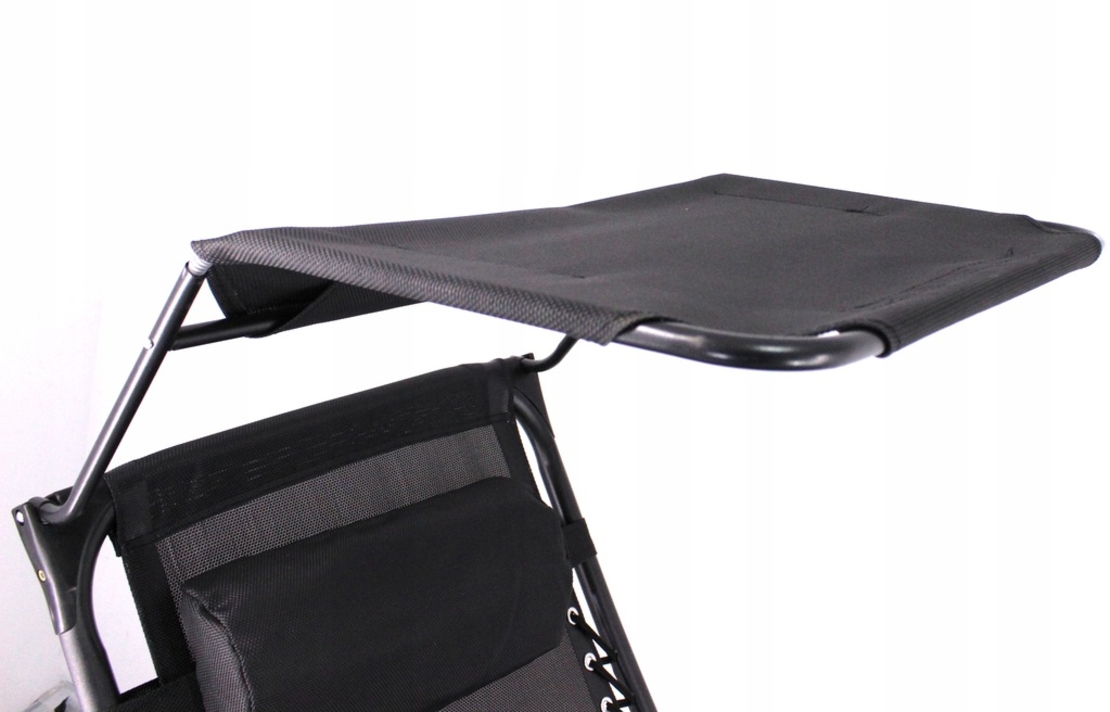 Sezlong pliabil cu parasolar SERSIMO, 85x77x150cm, Negru