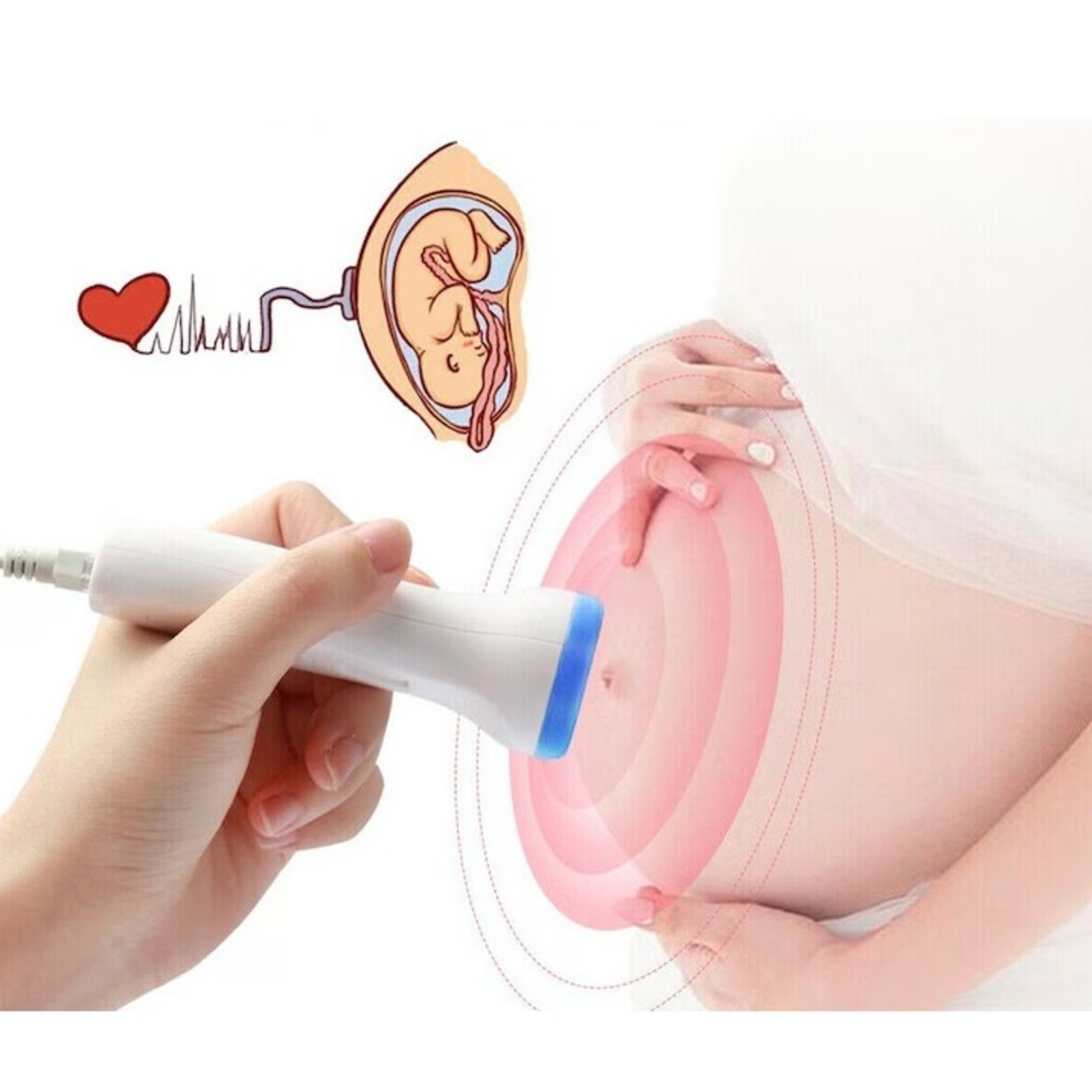 Monitor Fetal Doppler, Vafy, Monitorizare Sarcina, Ritm Cardiac, Ecran LCD 4.5 cm, 2 x Baterii AA (neincluse), Portabil, din ABS, 12.8 x 9.6 x 3 cm, Utilizare de la 9 Saptamani, Albastru