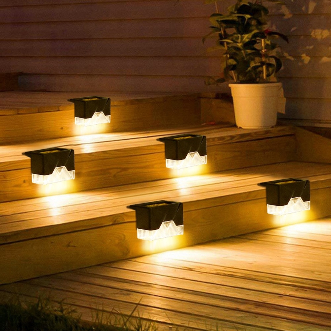 Aplica solara LED pentru Gradina, Flippy, Set 4 Bucati, ABS/Policarbonat, rezistenta la apa IP65, pentru trepte, borduri, terasa, 1.2V, 600mah, 7.9 x 5 cm, Lumina Alb calda, Negru