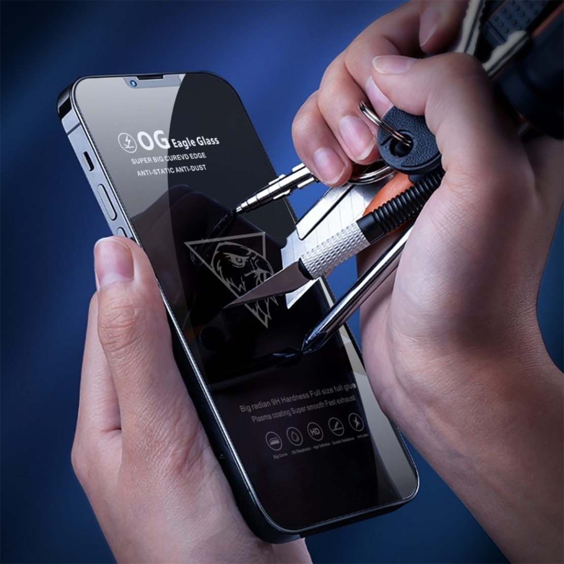 Folie Sticla Securizata, Vafy, compatibila cu Apple iPhone 15 Pro Max, Sticla ESD, Super HD Glass, Anti-static, Margini Negre, Transparent