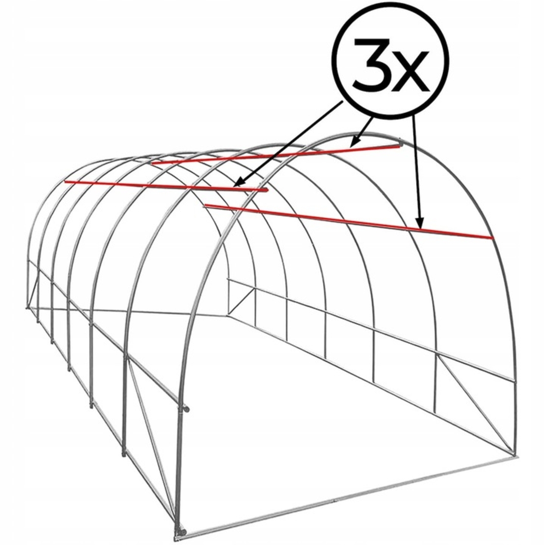 Sera de gradina, tip tunel cu cadru metalic, 300x600cm, 13 ferestre, verde, 18 mp