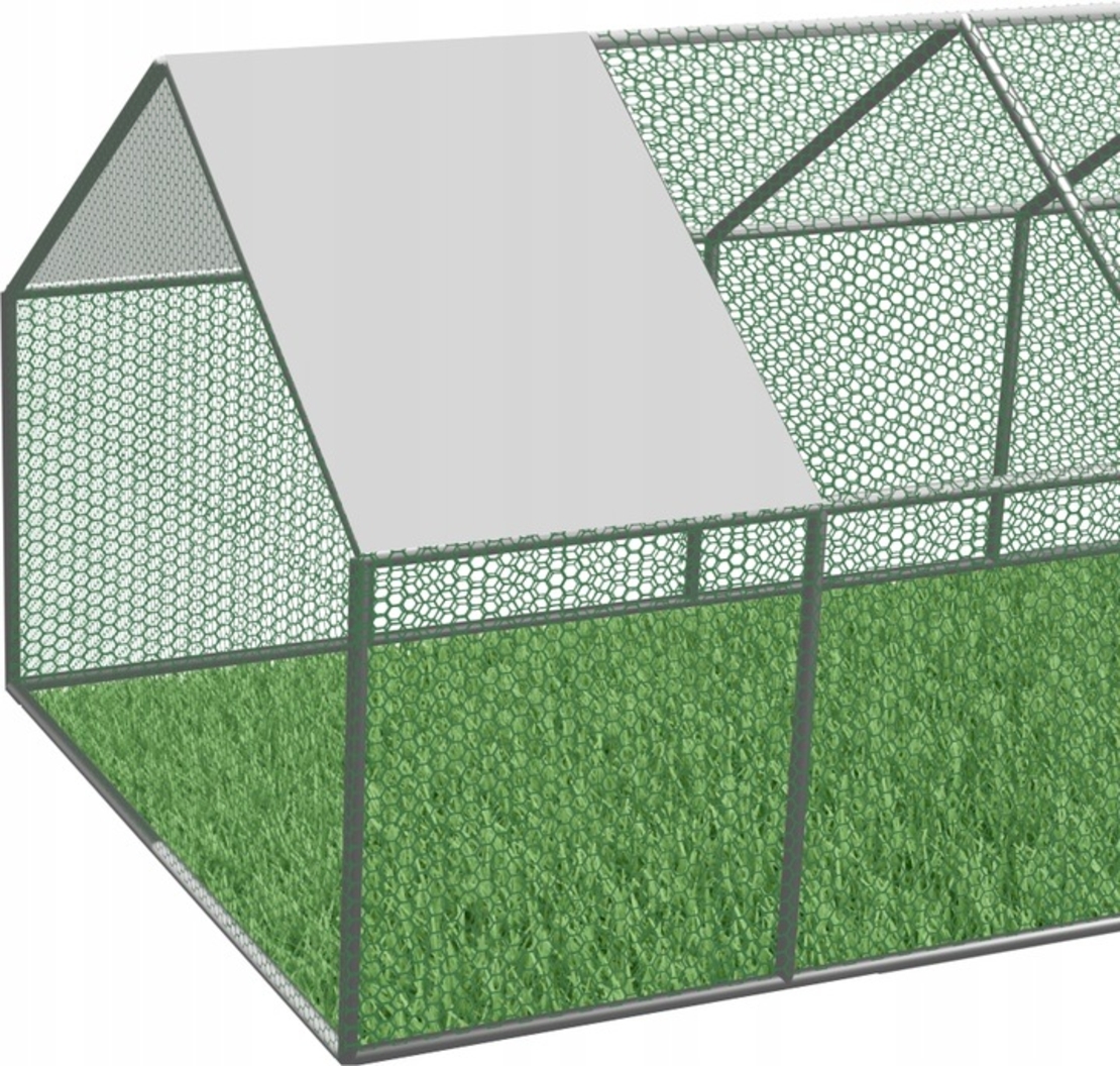 Cotet tarc pentru pasari, din otel galvanizat, cu plasa, 600x300x195cm