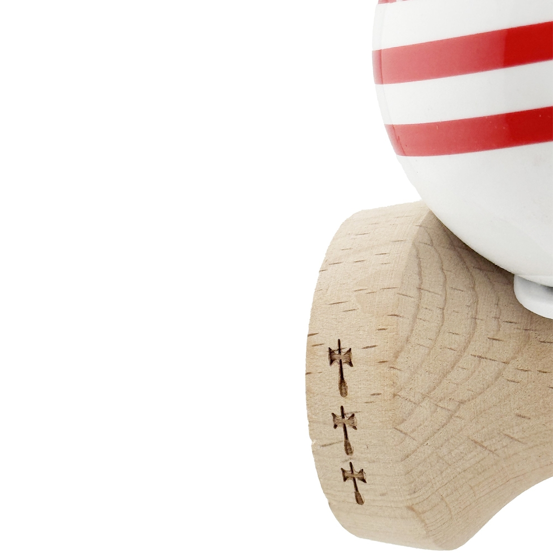 Kendama X Originala CHICANOS, Profesionala, Flippy, Cupe Mari KING SIZE V3, Super Sticky, Gaura in Baza, Rulment Metalic, din lemn 18 cm, Ata 62/65 cm, Rosu/Alb