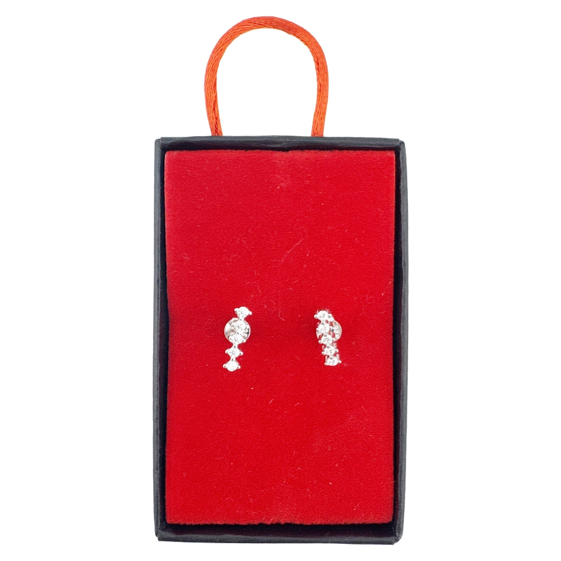 Cercei Dama Argint 925, Jolie, Model Bagheta cu 5 Pietre mici, 1.04 g, Argintiu
