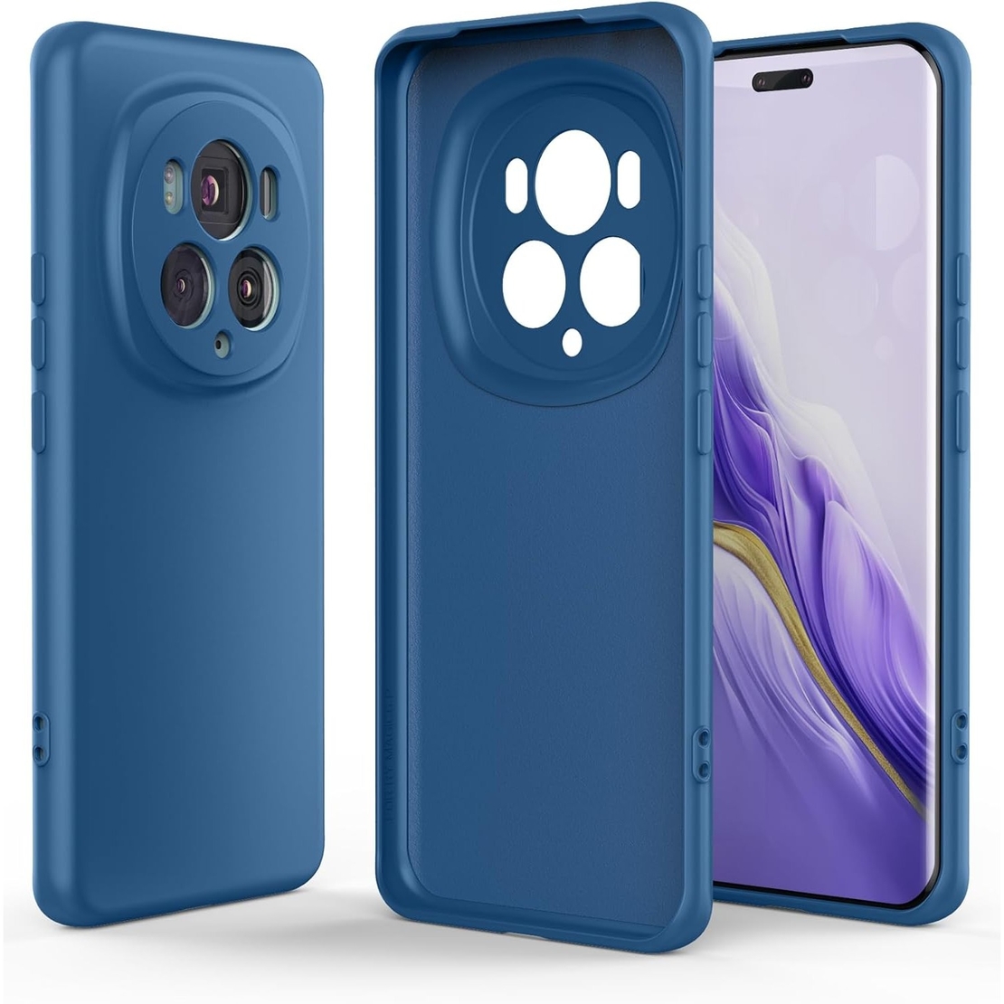 Husa de Protectie, Vafy, pentru Honor Magic 6 Pro, Liquid Silicone, cu Microfibra pe Interior, Protectie Antisoc, Compatibil Incarcare Wireless, Albastru