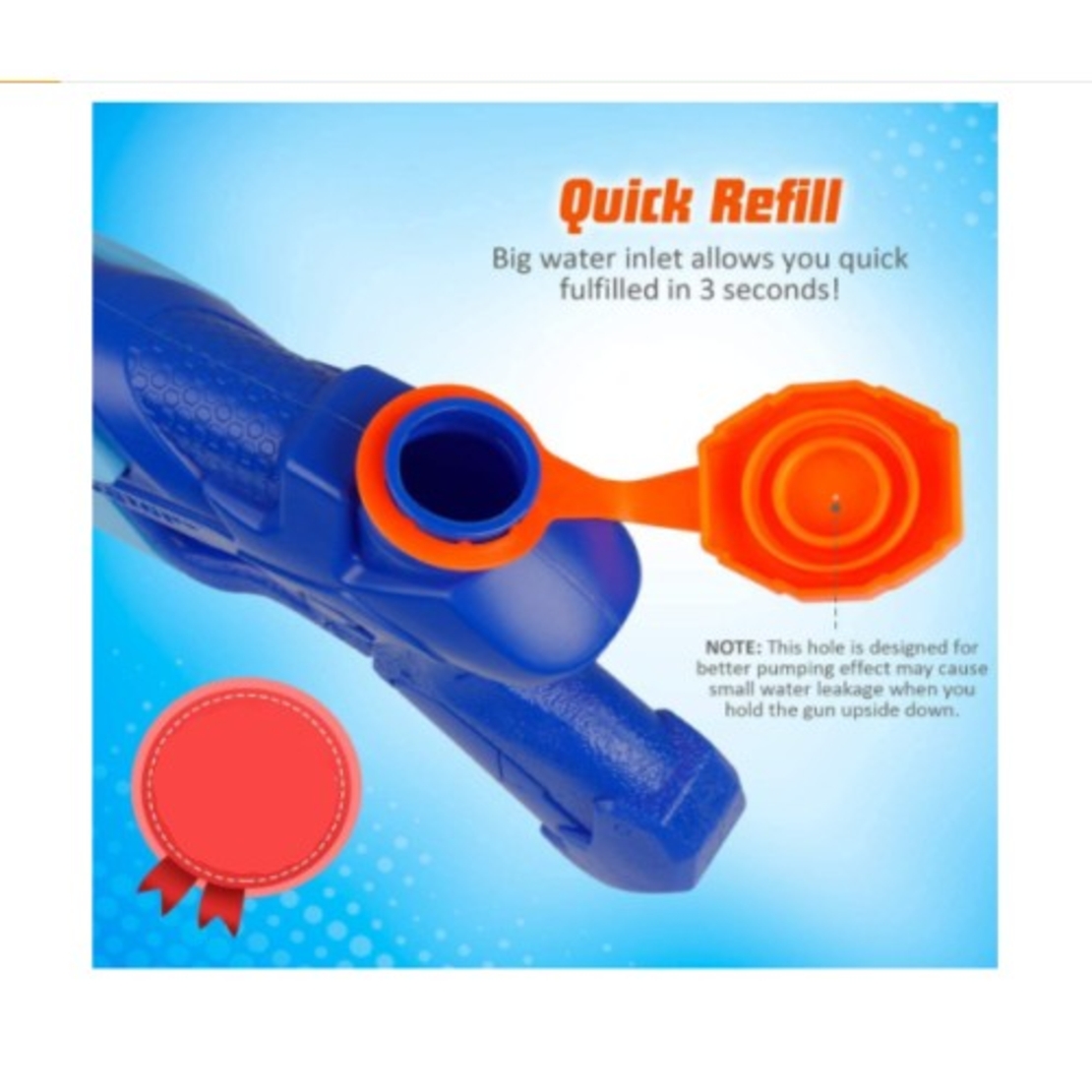 Pistol cu Apa pentru Copii, Rezervor, Pentru Piscina/Plaja, Flippy, 6ani+, Albastru, 300ML