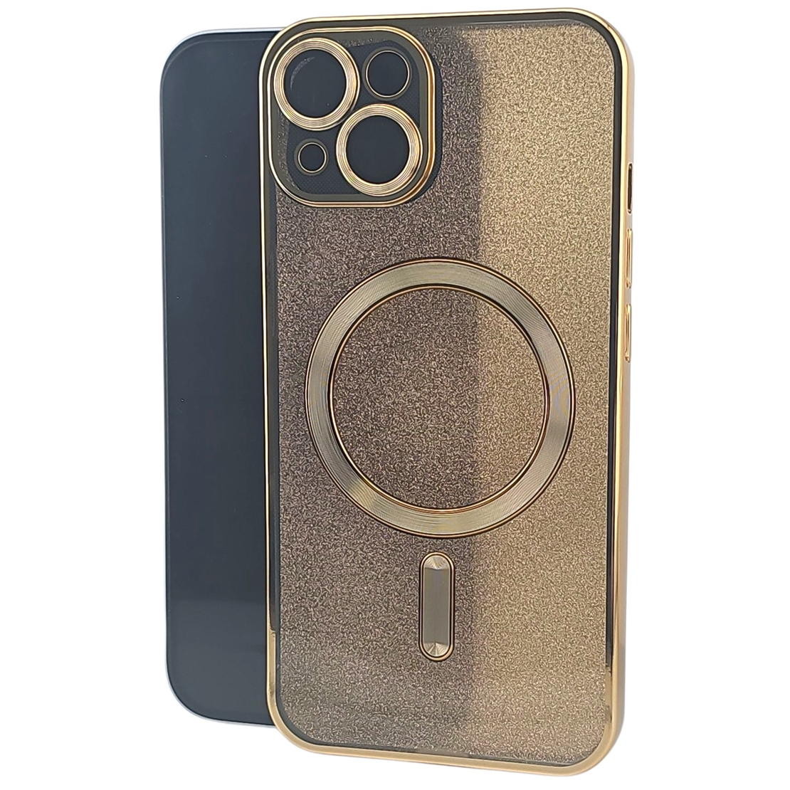Husa de Protectie 2 in 1, Vafy, pentru Apple iPhone 14, Compatibila MagSafe, Magnetica, cu Protectie Lentila, din TPU, Auriu