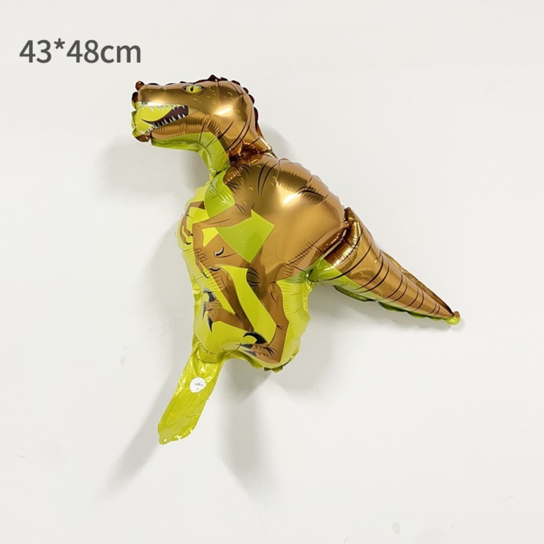 Balon din Folie Metalizata, Flippy, Mini Figurine Dinozauri, Model Velociraptor, Tematica Aniversare, 48x43 cm, Ambalaj Individual, Pai Inclus, Umflare cu Aer sau Heliu, Multicolor