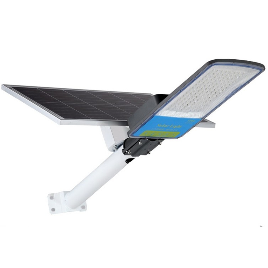 Lampa solara stradala Flippy, IP66, senzor de lumina, 120 LED-uri SMD, 1800 lm, panou 20W, putere 100W, autonomie 12-16 ore, telecomanda, montare prin fixare, pentru strada sau gradina, finisaj mat, material ABS, 49 x 21 x 5.5 cm, gri