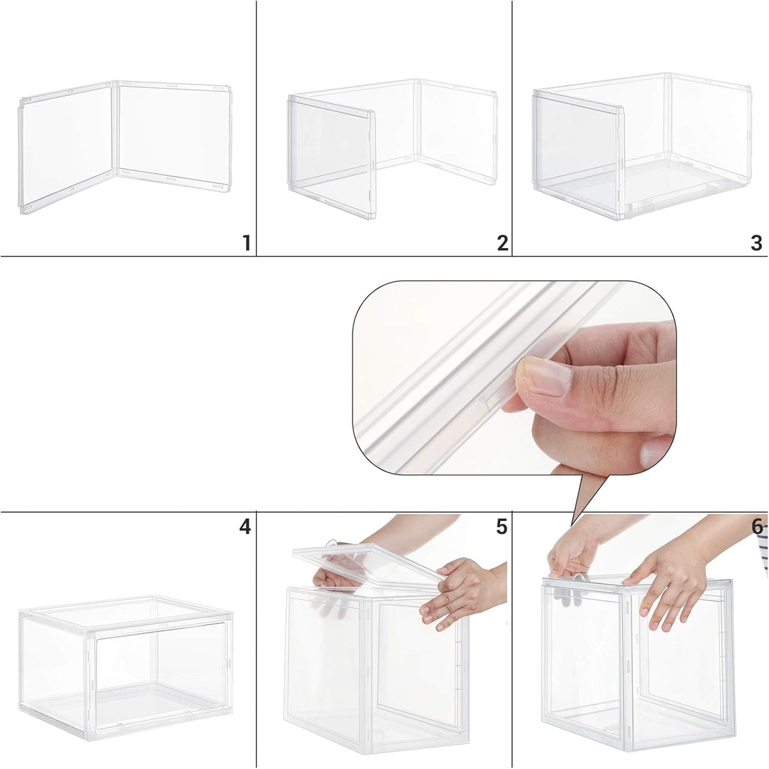 SONGMICS Organizatoare pantofi, transparente cu usa frontala, stivuibile, PVC, 6 cutii x 36x28x22 cm, transparent