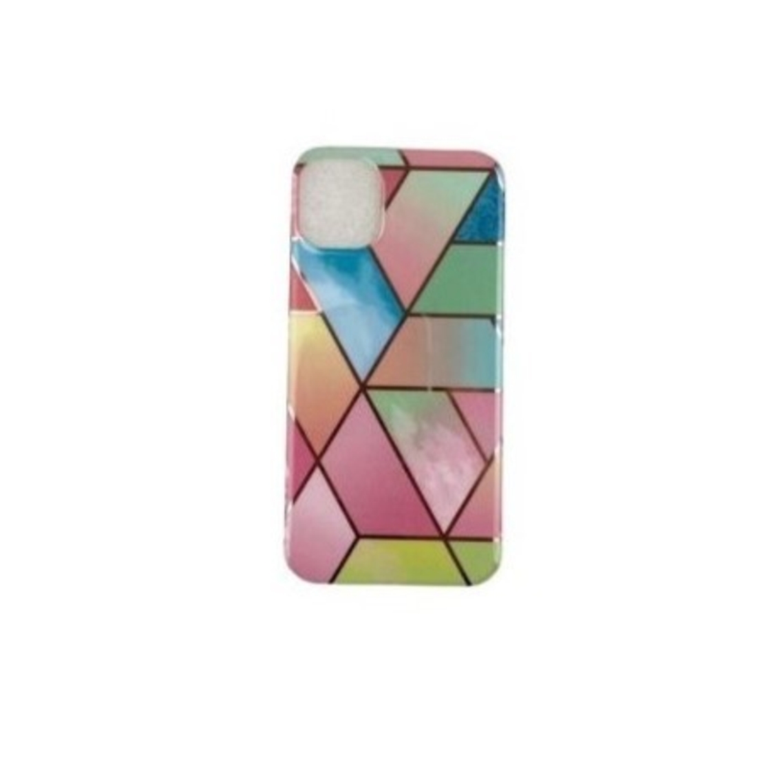 Husa protectie Vafy compatibila cu Apple iPhone 12 Soft IMD TPU Marble Geometric Roz
