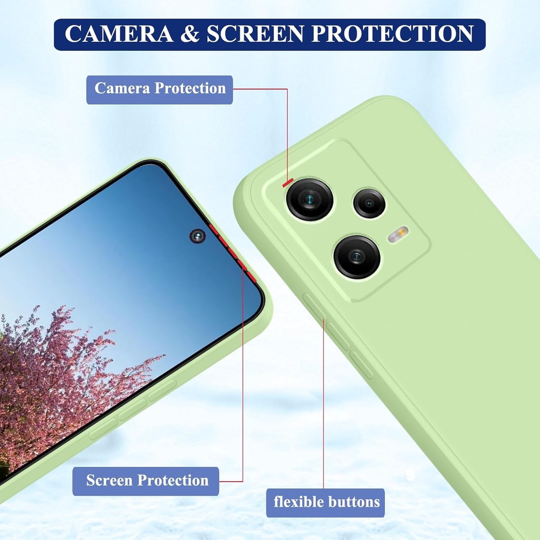 Husa de Protectie Matte TPU, Vafy, pentru Xiaomi Redmi 12 Pro, Protectie Camera, Antisoc, Antizgariere, Antialunecare, Acoperire Completa, Verde