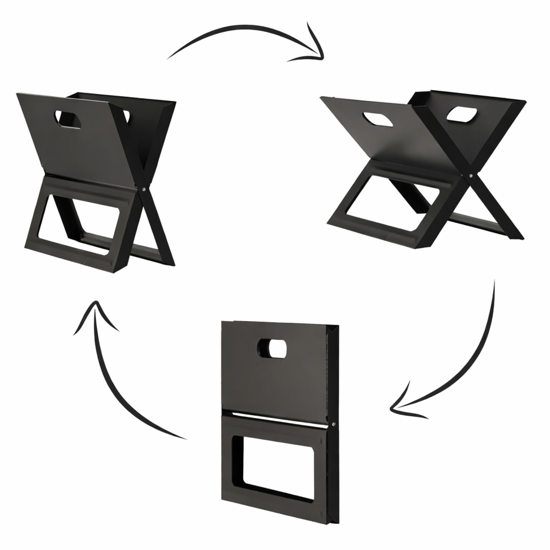 Gratar portabil pliabil pentru gradina si camping, metal, 56x56x40 cm, negru