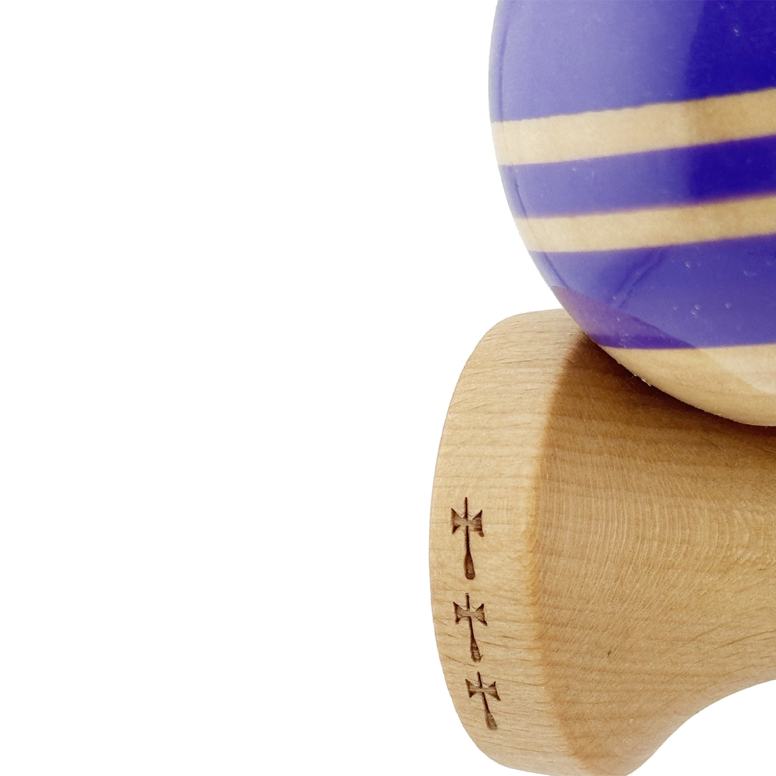 Kendama X Rainbow Originala, Profesionala, Flippy, Big Cups V2, Super Sticky cu Cupe Mari, Rulment Metalic, din lemn 18 cm, Ata 55 cm, Violet/Maro