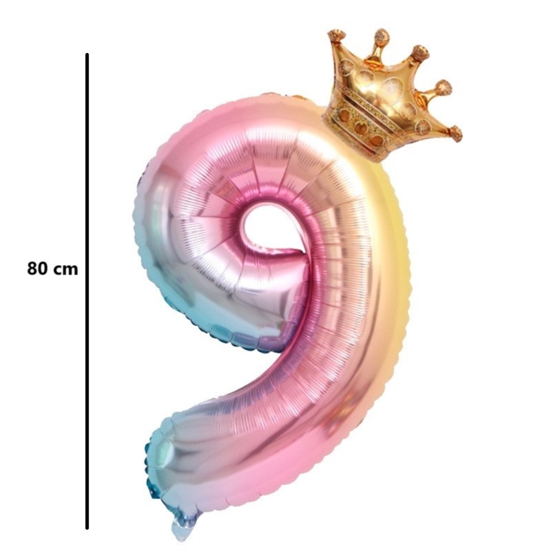 Balon din Folie Metalizata, Flippy, Figurina Cifra Gradient, Tema Aniversare 80 cm, Ambalaj Individual, Pai inclus, Umflare cu Aer sau Heliu