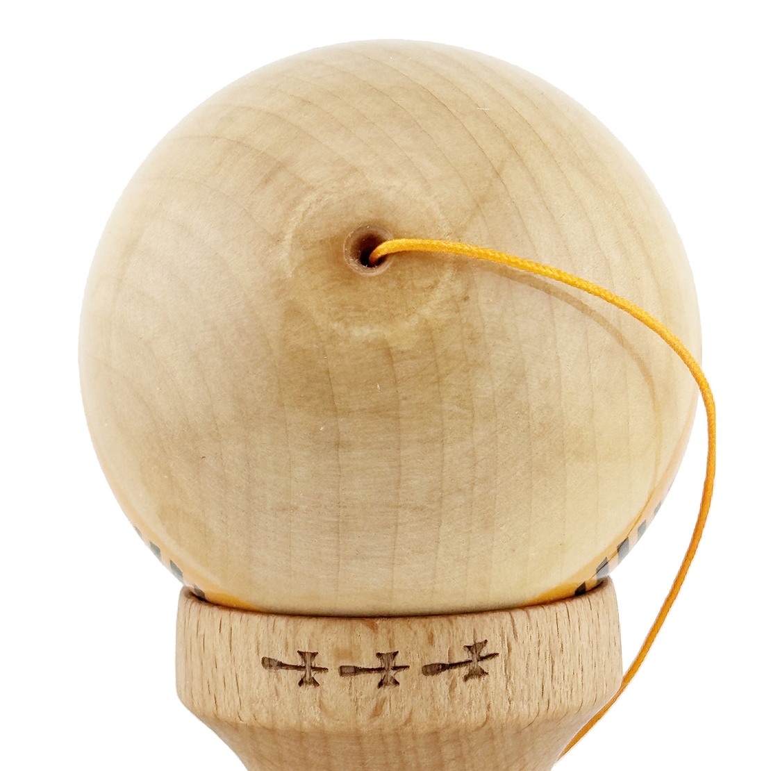 Kendama X FREQUENCY Originala, Profesionala, Flippy, Big Cups V2, Super Sticky cu Cupe Mari, Rulment Metalic, din lemn 18 cm, Ata 55 cm, Portocaliu/Maro