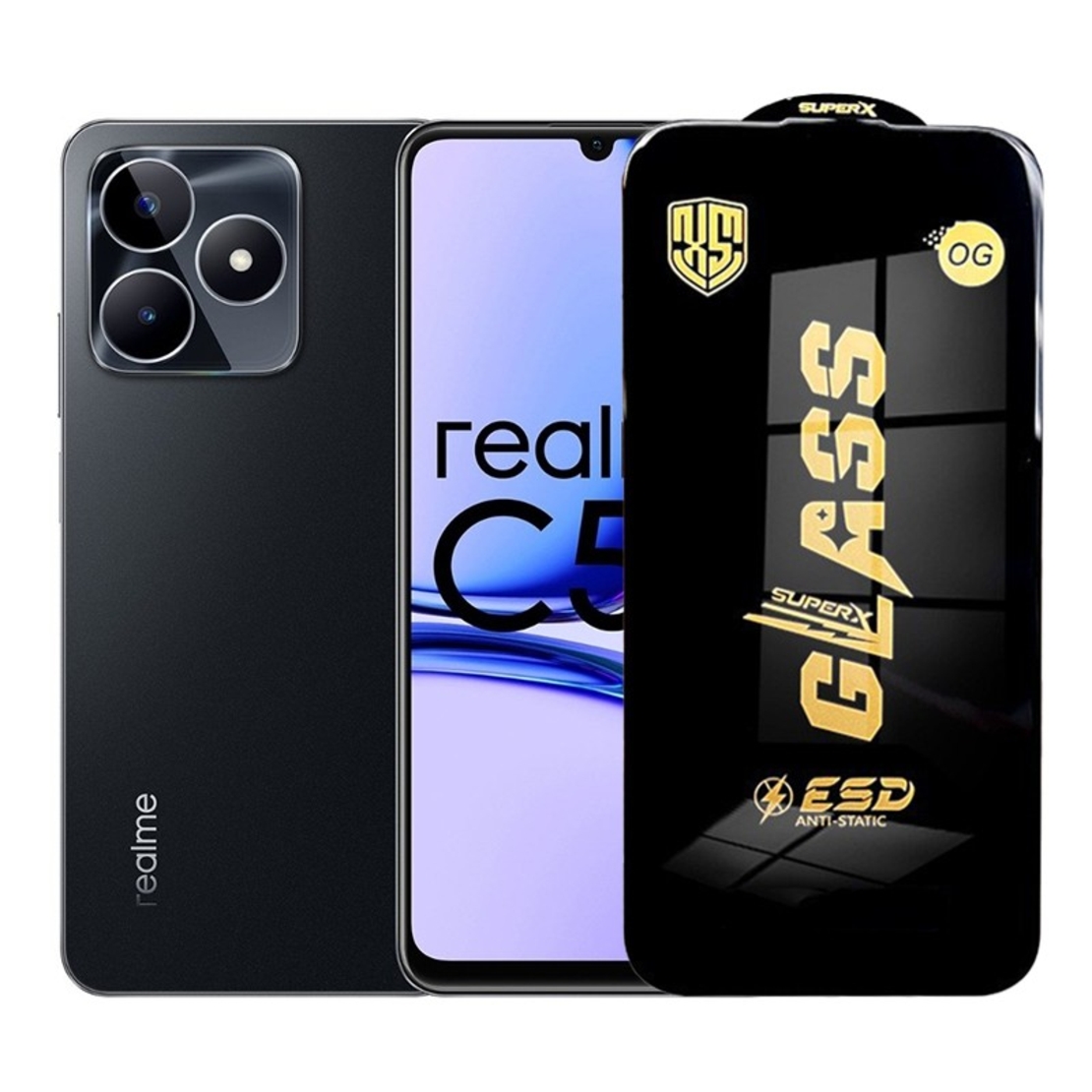 Folie de Protectie pentru Realme C53, Vafy, Sticla Securizata ESD, Margini Negre, Rezistenta la Zgirieturi, Antistatica, 0.35 mm, Transparenta