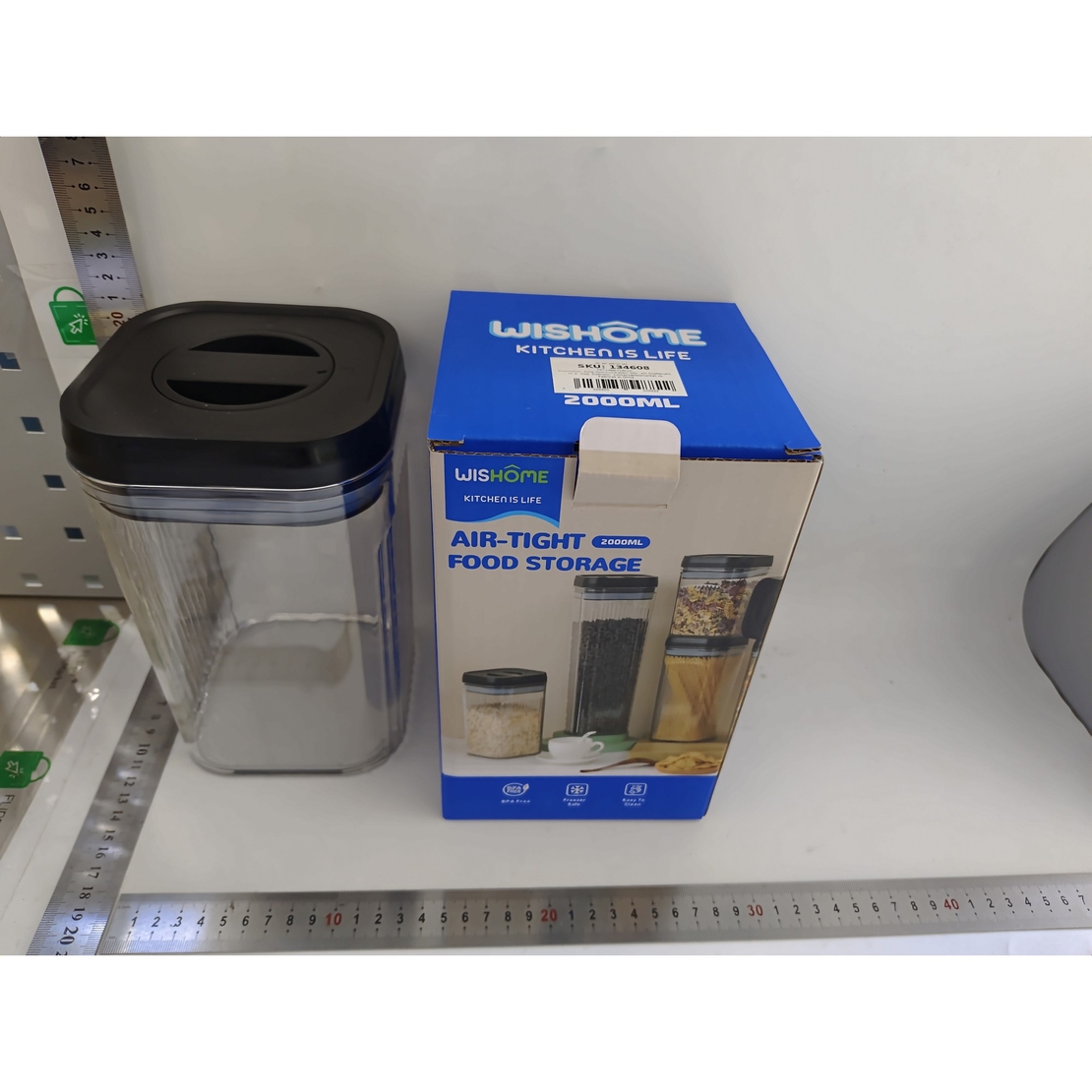 Cutie de Depozitare Alimente, Flippy, tip Container, 2L, Recipiente pentru Cereale in Bucatarie, Transparente cu Capac Negru