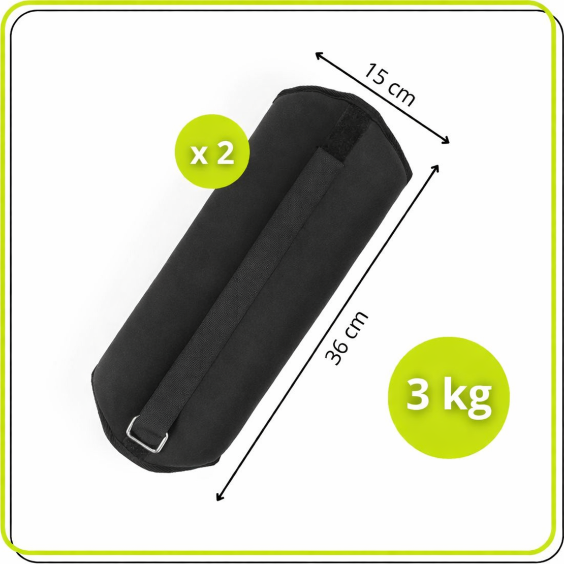 Greutati pentru incheietura mainii si glezna 2x3 kg, neopren si nisip fier, 36x15 cm, negru