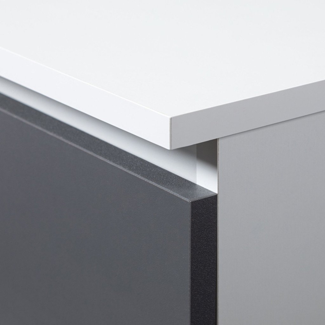 Dulap pantofi cu 3 usi rabatabile, PAL laminat 16 mm, 60x29x113 cm, alb si gri