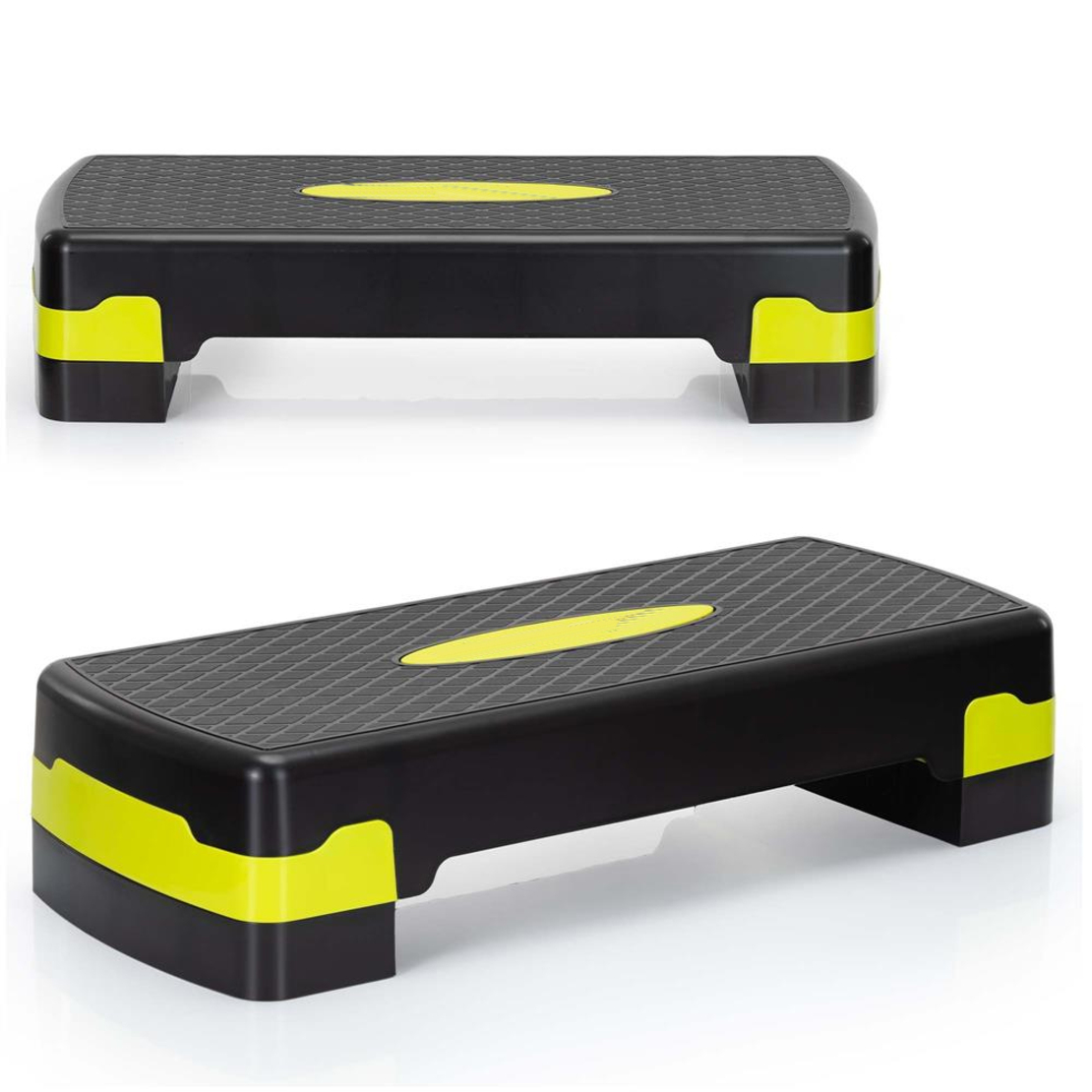 Stepper aerobic, ajustabil in 2 trepte, antiderapant, maxim 350 kg, 68x29x15 cm, negru si verde