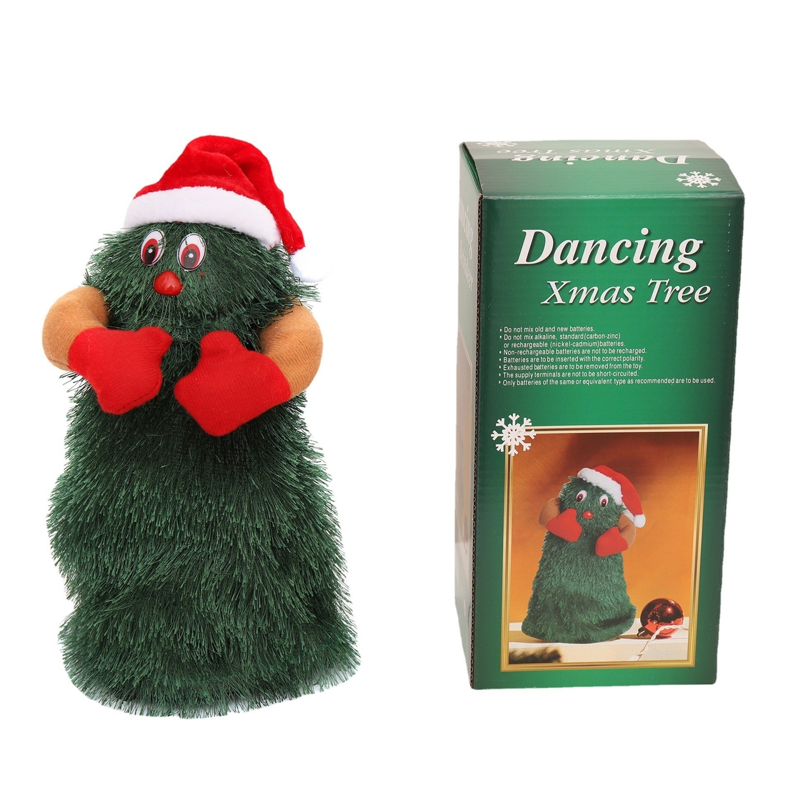 Bradut Dansator si Cantaret, Flippy, Decoratiune de Craciun, Jucarie Interactiva, 16 cm Inaltime, Verde