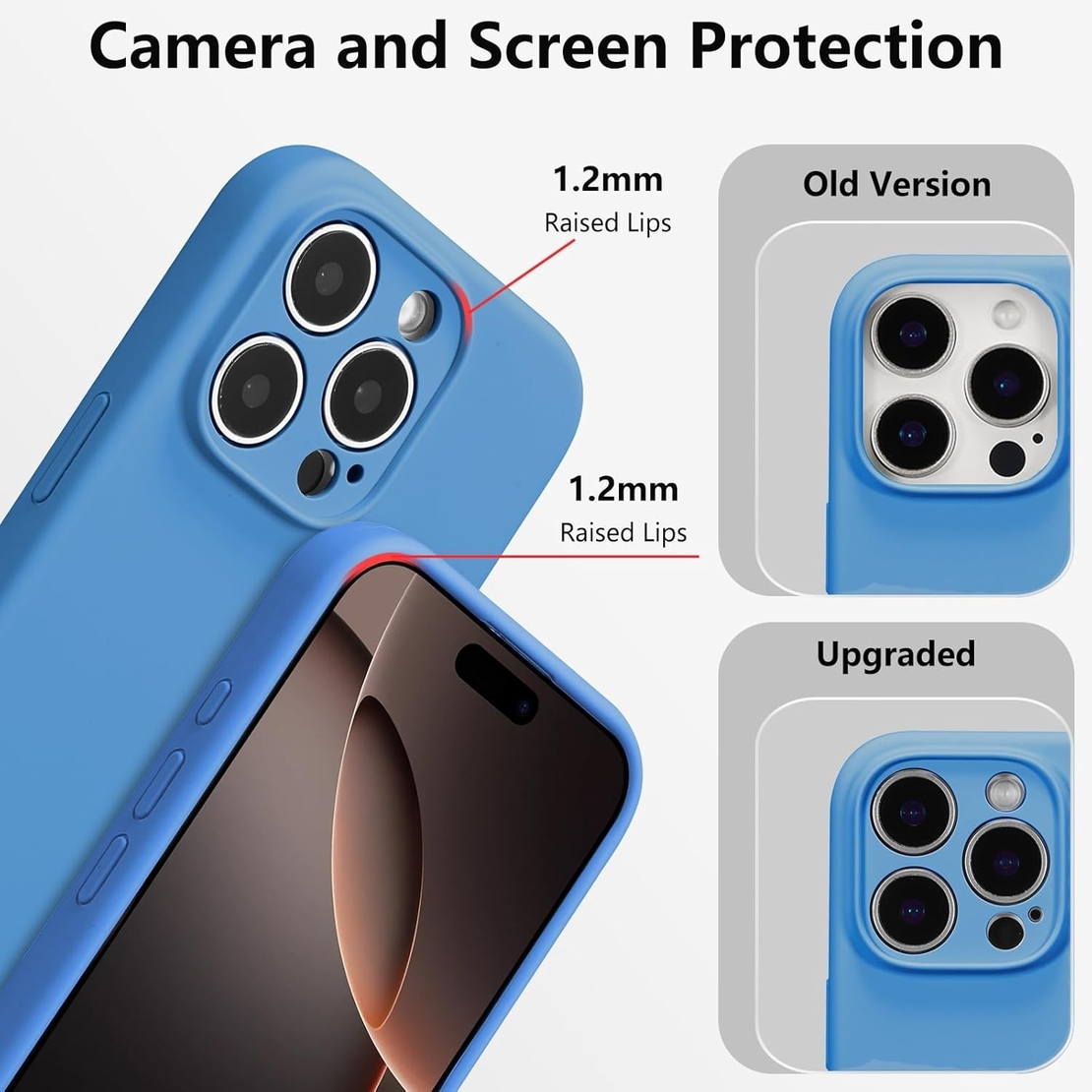 Husa de Protectie, Vafy, pentru iPhone 16 Pro Max, Liquid Silicone, cu Microfibra pe Interior, Protectie Antisoc, Compatibil Incarcare Wireless, Albastru