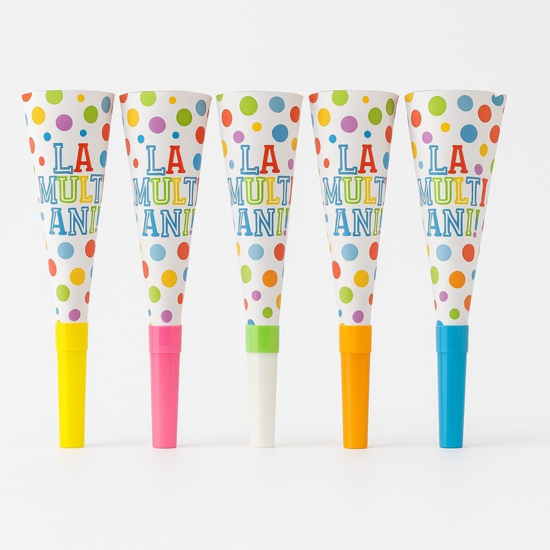 Set 6 Suflatori, Flippy, Colectia LA MULTI ANI, 20 cm, din Carton, Multicolor