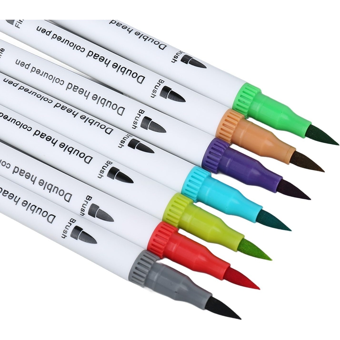 Set Carioci pe Baza de Apa, Flippy, 2 in 1, pentru Pictura, Caligrafie, 60 Culori, Penar Negru, Corp Carioca Alb, 26.5 x 17.5 x 4.5 cm, Multicolor