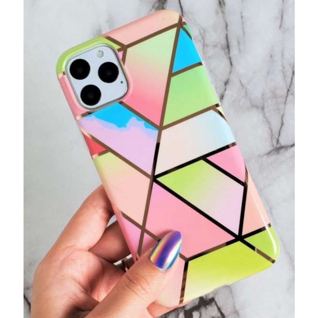 Husa protectie pentru Samsung A51 Soft IMD TPU Marble Geometric Roz