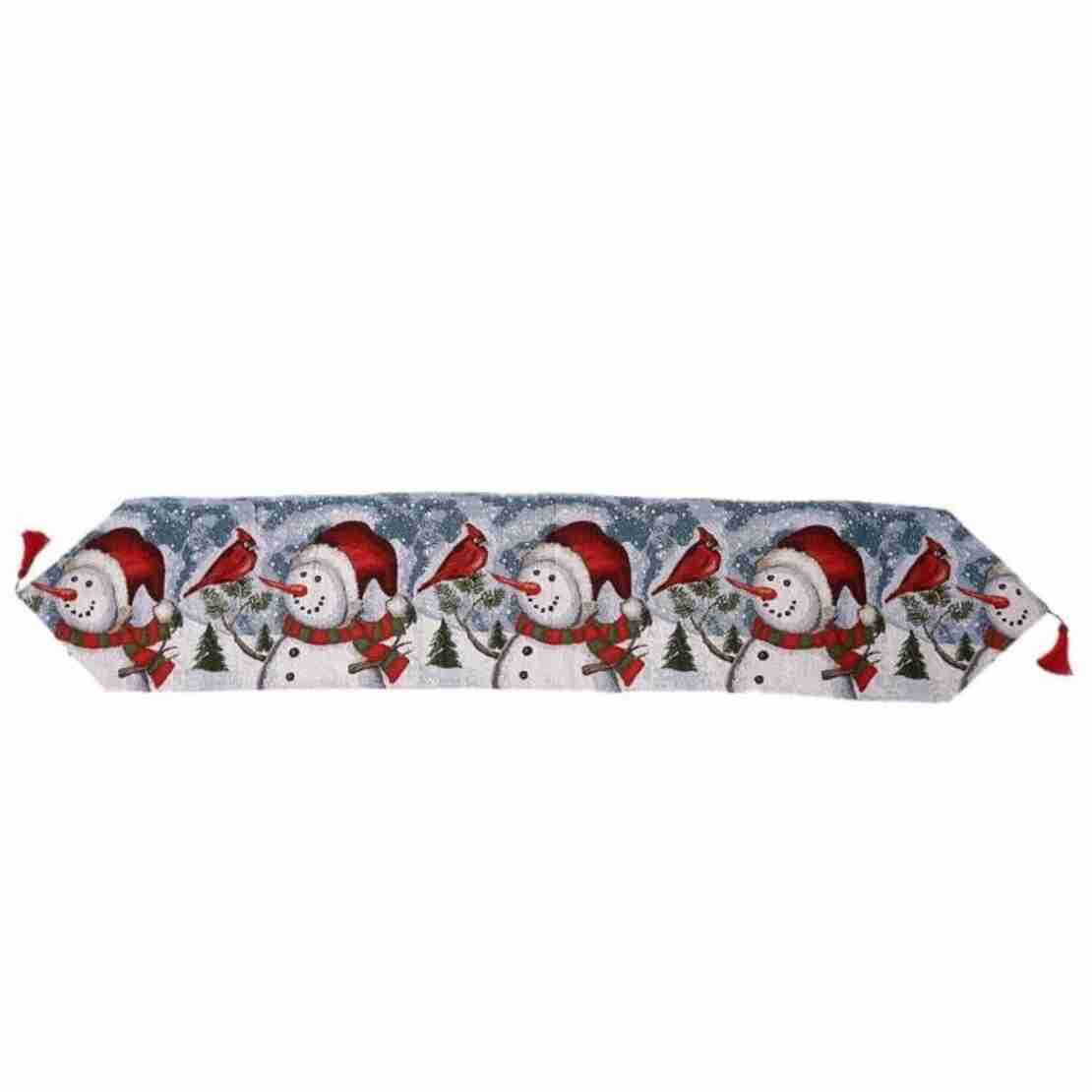 Napron Decorativ pentru Masa, Flippy, Model Oameni de Zapada, Tematica Craciun, 35 x 180 cm, Rosu/Verde