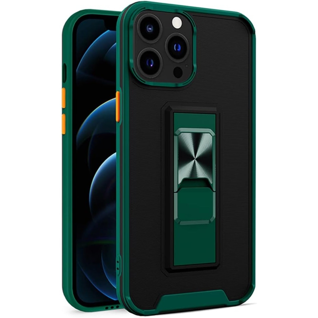 Husa Telefon, Vafy, Compatibila Apple iPhone 13 Mini, Carcasa Defender Sergeant Brave, Magnetic, cu Suport, Verde Inchis