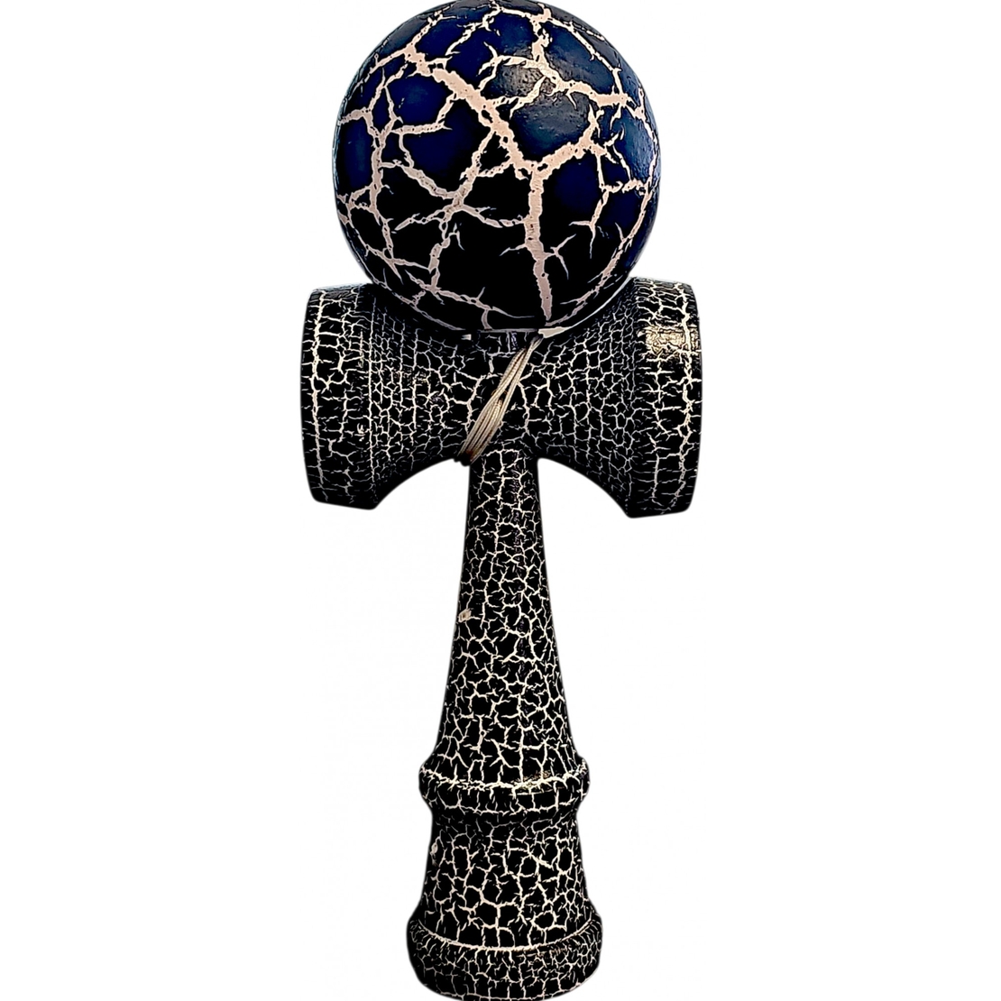 Kendama X Originala, Profesionala, Flippy, Cracked, din Lemn, 18 cm, Negru Alb