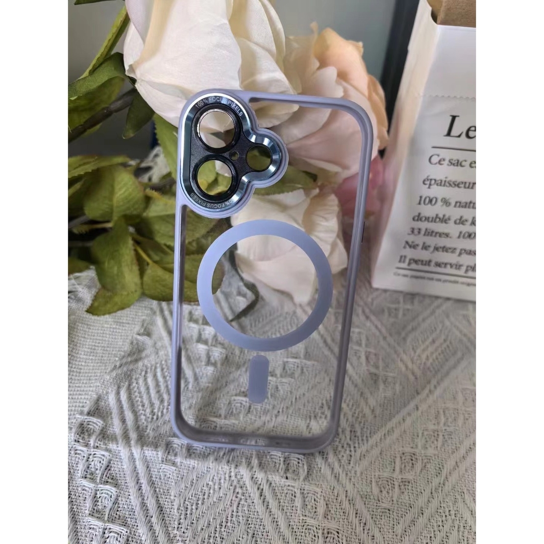 Husa de Protectie Compatibil cu iPhone 16 Pro, Vafy, Incarcare Wireless, Tehnologie Magsafe, Carcasa din TPU/ PC, Protectie Camera, Antisoc, Antizgariere, Mov (lila) - Transparent