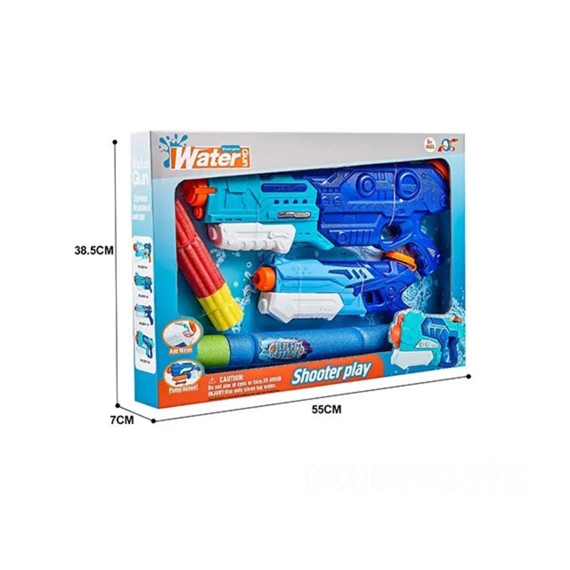 Set 2x Pistol cu Apa pentru Copii, Flippy, 6ani+, Albastru, 1x 900 ML + 1x 300 ML