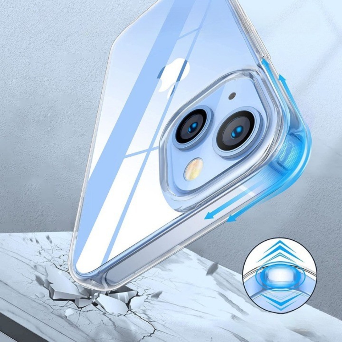 Husa TPU pentru iPhone 14 Plus, Vafy, Silicon, Protectie Antisoc, Transparenta