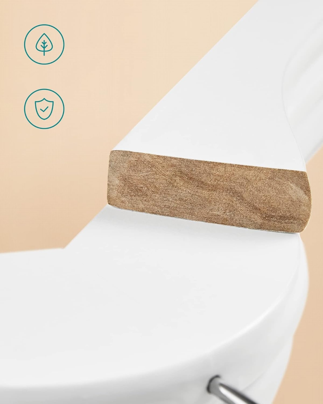 SONGMICS Set de 20 umerase din lemn, cu bara anti-alunecare pentru pantaloni, carlig pivotant la 360°, 45cm, alb