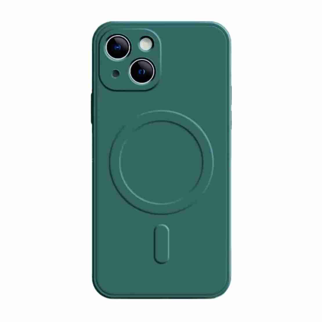 Husa Protectie, Vafy, Husa de Protectie Compatibila cu iPhone 14, Liquid MagSafe, Ring-Shaped, Magnetica, Verde