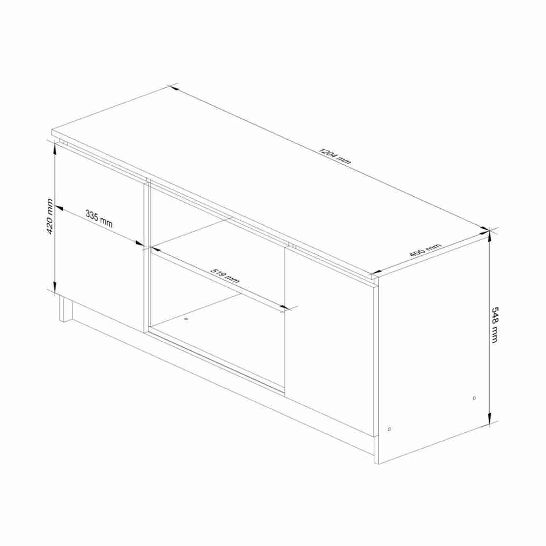 Comoda TV cu 2 usi si o polita, PAL laminat 16 mm, 120x40x55 cm, stejar sonoma