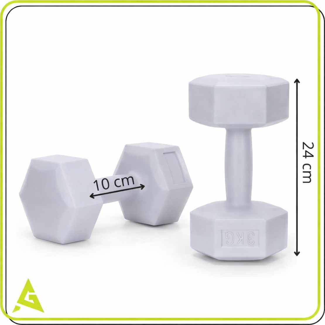 Set gantere hex 2x3 kg, bitum cu invelis rezistent PP, gri