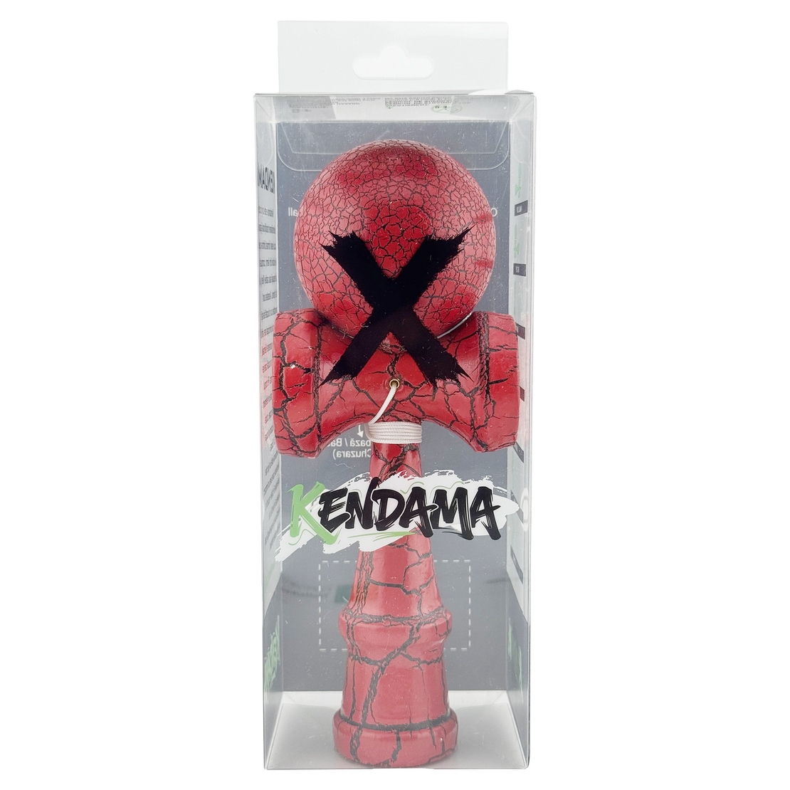 Kendama X Originala, Profesionala, Flippy, Kendama Cracked, din Lemn, 18 cm, Rosu/Negru